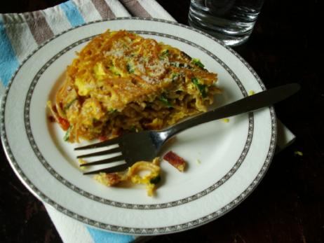Fritata od šparoga, špageta i pancete